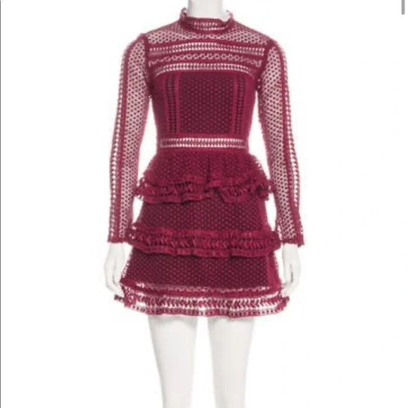 Self-Portrait | Dresses | Self Portrait Lace Burgundy Tiered Dress | Poshmark Self-Portrait | Dresses | Self Portrait Lace Burgundy Tiered Dress | Poshmark
